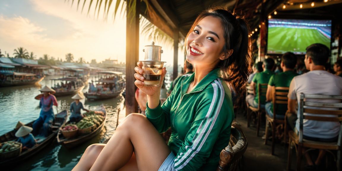 Nhóm bạn Cần Thơ theo dõi kèo và giải trí tại quán cà phê